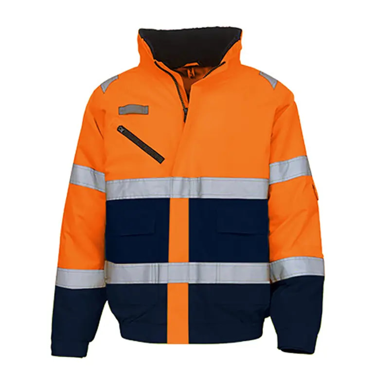 Hi Vis Bomber Jacket – Reflective Work Coat with Retroreflective Stripes for Night Logistics HVP209