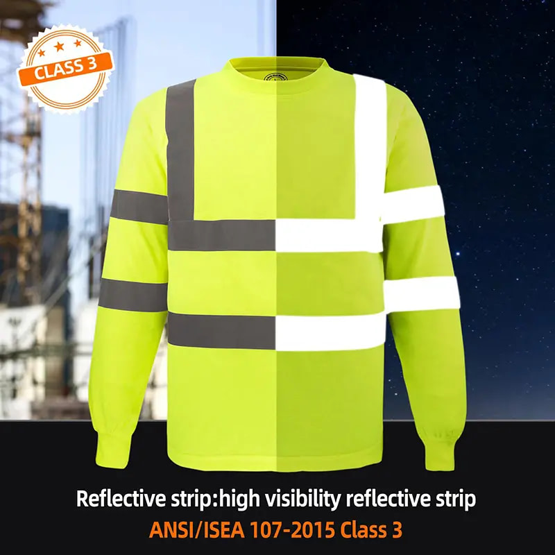 High Visibility Long Sleeve Work Shirt – EN ISO 20471 Class 3 Certified