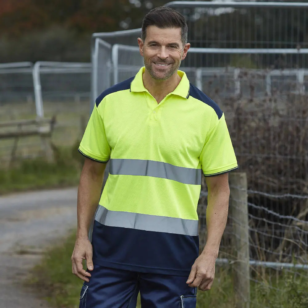 two tone hi vis polo shirt